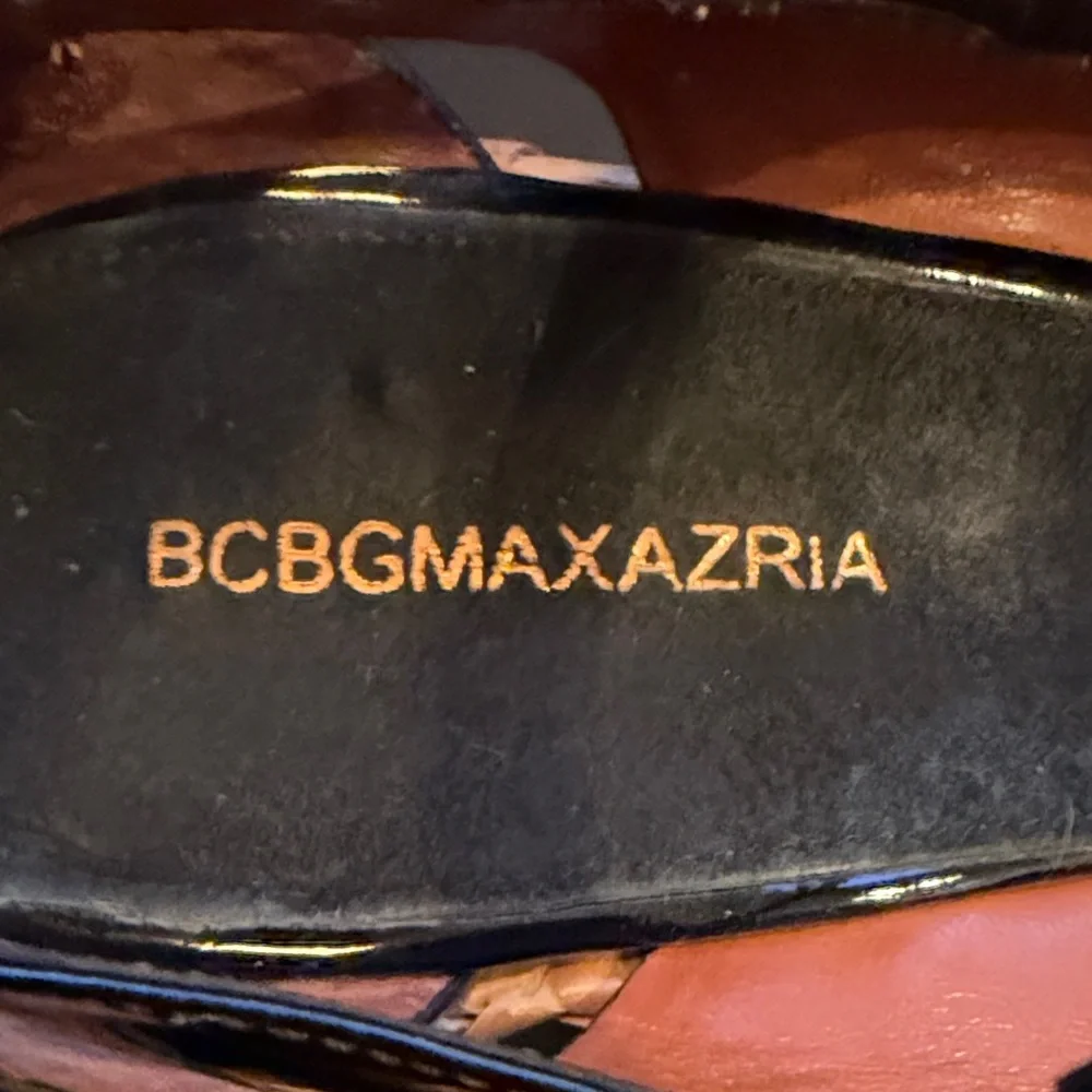 BCBGMAXAZRIA Patent Leather Mary Jane Wedge Heels Espadrille 7.5B
